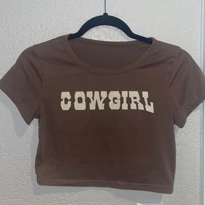 Brown cowgirl crop top